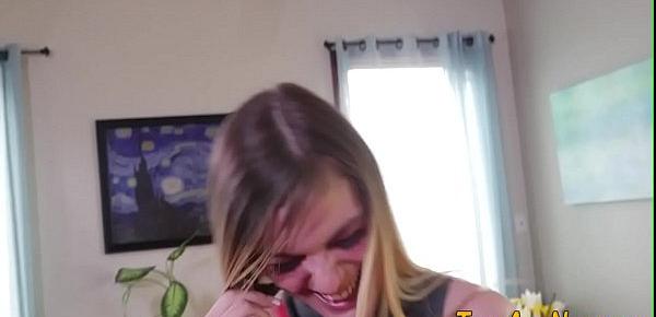  Pov railed teen newbie gets mouth spermed